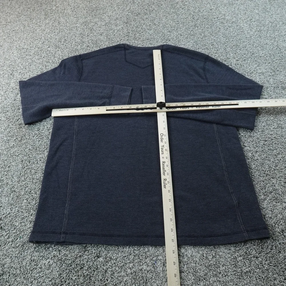 Eddie Bauer Sweater Mens L Blue Waffle Knit Thermal Crewneck Sweater Outdoor Top - Picture 4 of 9